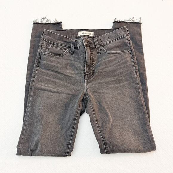 Madewell 9" Mid-Rise Skinny Gray/Black Dark Wash Denim Size 26 - Picture 4 of 8